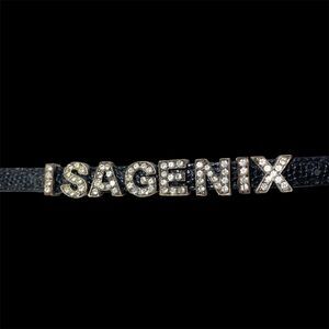 Isagenix Set Rhinestone Bracelet Leather, 2 Award Pins Silver Tourmaline Gems